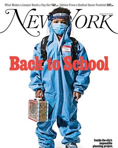 the cover of new york magazine with a man in blue overalls and protective gear