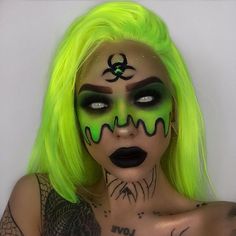 Horror Smink, Nem Halloween Makeup, Green Hair Wig, Lace Front Short, Bob Length, Wigs Color