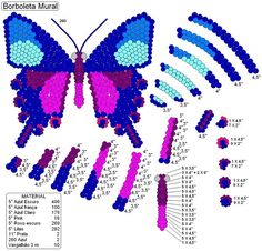 an image of a butterfly made out of beads and numbers on it's wings