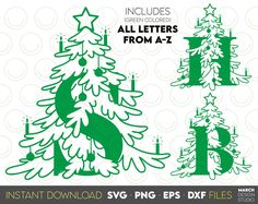 christmas tree svg files with the letter h and an image of a fir tree