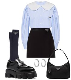 Prada Outfit Ideas, Prada Clothes Aesthetic, Black Prada Outfit, Prada Casual Outfit