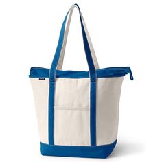 "This iconic Lands' End canvas tote is designed to withstands the test of time, featuring durable, reinforced details. This iconic Lands' End canvas tote is designed to withstands the test of time, featuring durable, reinforced details. Wide felled seams allow it to stand upright, keeping contents inside Water-resistant base and trim Pockets inside keep your smaller items easy to find and secure Neatly-stitched seams give it a clean look 22.5""W x 9.5""D x 17""H Handle: 14'' drop Zipper closure Tote Bag Size, The Test, Garden Tote, Canvas Tote Bag, Zip Top, Lands End, Key Rings, Canvas Tote, Inside Pocket