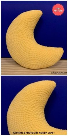 two photos of the same banana shaped object, one is yellow and the other is blue