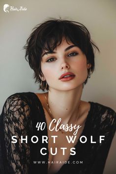 ✨💇‍♀️ Keep it short and stylish with 40 Short Wolf Cut Ideas! Perfect for those seeking a cool, edgy haircut that pairs texture and volume with shorter lengths. #HairInspiration #ChicShortHair Bob Wolf Cut Hair Short, Boho Haircut Short, Short Fairy Haircuts, Short Black Wolf Cut, Goth Short Hairstyles, Short Rockstar Hair, French Short Hair, Pixie Wolf Cut, Short Edgy Hairstyles