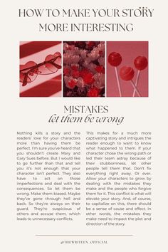 the front page of an article about how to make your story more interesting with red flowers