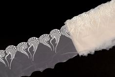 Pearl emboidery on stabill tiull. Width: 11.5 cm. The highest quality product. The price is for a section of 1 m (embroidery in 5 m and 8 m sections). Elegant Embroidered Fitted Lace, Elegant Fitted Embroidered Lace, Elegant Lace Patchwork Tulle, Fitted Scalloped Lace Tulle, Elegant Tulle Lace With Lace Trim, Elegant Wedding Lace Fabric And Notions, Elegant Wedding Fabric With Lace Work, Elegant Tulle Lace With Intricate Embroidery, Fitted Embroidered Cream Lace