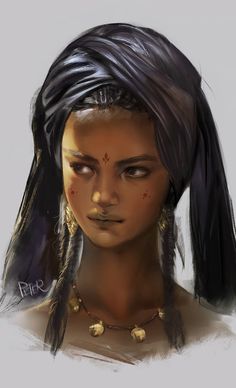 New Girl by superschool48 on DeviantArt Black Moodboard, Poc Characters, Fantasy Portraits, Afro Art, Cthulhu, Character Portraits, A Drawing