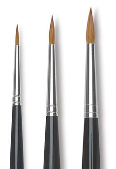 three black and silver brushes with wooden tips