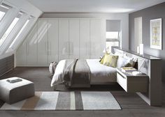 22 Grey and White Bedroom Ideas for the Modern Home Oranmore Galway, Light Gray Bedroom, Industrial Retail, Fitted Bedroom Furniture, Masculine Bedroom, Fitted Bedrooms, Retail Park, Small Bedroom Designs, Mens Bedroom