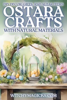 an advertisement for crafts with flowers and eggs