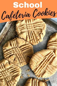 peanut butter cookies on a sheet pan. Cafeteria Cookies, Homemade Peanut Butter Cookies, Making Peanut Butter, Drink Inspiration, Cafeteria Food