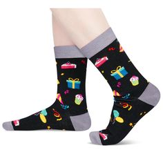 BIRTHDAY GIFTS: These socks feature birthday gifts, hats, cakes, balloons, and other elements on the top, while the bottom features a hilarious secret message written in non-slip ink: "BRO I'M 30" SIZE & PACKAGE: One size fits most. Our women's crazy socks are designed to fit shoe sizes 6-12 and sock sizes 8-13. Each exclusive gift box contains one pair of funny socks. QUALITY MATERIAL: Experience the soft touch of funny socks made from 80% cotton, enhanced with 15% nylon for durability and 5% s Fun Black Socks As Gift, Socks Ideas, 30 Year Old Man, Christmas Wedding Gifts, Fuzzy Socks, 30th Birthday Gifts, Toe Socks, Crazy Socks, Funny Socks