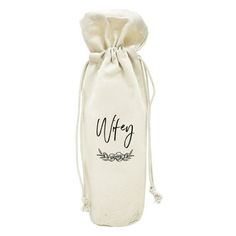 a white bag with the word,'wife'written on it and an olive branch in