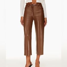 The One, The Only, The Melina. An Iconic Style That's Been Perfected Season After Season, These Are High-Rise, Straight-Leg Cropped Pants That Are Cut And Structured Just Like Denim. They’re Made With Our Innovative Vegan Leather That Looks And Feels Like The Real Thing. They Have An Authentic Drape And A Soft Sheen That Feels Right From Day One. Aritzia Melina Pant, Melina Pants, Melina Pant, Wilfred Pants, Tie Waist Pants, Aritzia Pants, Crop Dress, Leather Pant, Burberry Jacket