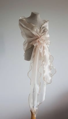 Evening shawl Woman wrap champagne organza shawl. Organza | Etsy Organza Shawl, Detail Couture, Evening Shawls, Bridal Cover Up, Flower Fashion, Fancy Dresses, Shawls And Wraps, Simple Dresses