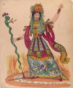 an illustration of a woman with a snake in her hand