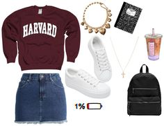 Harvard Freshman Outfit | ShopLook White Platform Shoes, White Platform, University Sweatshirts, Platform Sneakers, Creative Fashion, Sneakers White