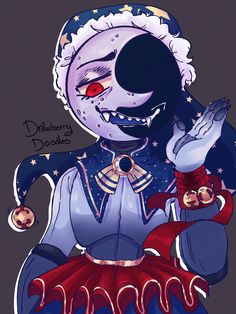 a drawing of a creepy clown with red eyes and an evil smile on his face