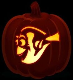 a carved pumpkin with an angry bird on it's face and the word,