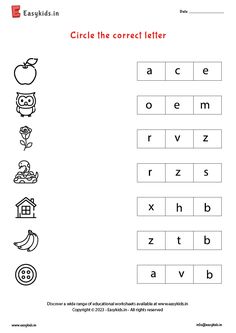 an english worksheet with the words circle the correct letter, and other letters