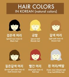 an image of different hair colors in korean