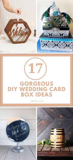 various wedding card box ideas with the words gorgeous diy wedding card box ideas