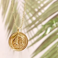 Inspired by the laid-back, sun-kissed vibes of California, this unique coin pendant captures the spirit of the Golden State. This unique coin pendant is available in 18K gold plating and now also in silver plating, both featuring a durable stainless steel base. It's designed to be your perfect companion, even in water, so you can wear it anywhere, anytime. Product Details material: 18k plated or Silver Plated over stainless steel size: 16" + 2" extension pendant size: 3/4" California History, Old Coins, Coin Pendant, Beaded Chain, Gold Plating, And Now, Anklets, Silver Plate, Size 16