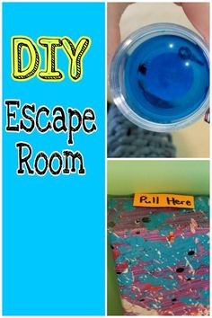 there is a collage of pictures with the words diy escape room on it