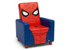 a spiderman chair with eyes on it