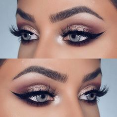 Wedding Makeup For Grey Eyes, Dramatic Eye Makeup For Blue Eyes, Smokey Eye For Blue Eyes, Nude Eye Makeup, Grey Smokey Eye, Grey Eye Makeup, Mascara Hacks, Natural Eye Makeup Tutorial