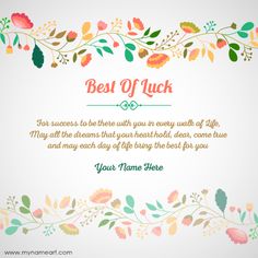 a card with the words best of luck on it