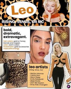 an advertisement for leo jewelry featuring models and accessories