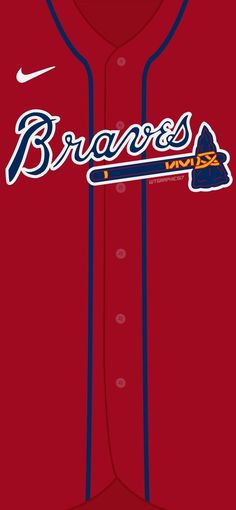 the braves baseball jersey is shown in red and blue