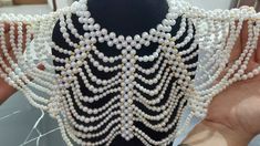 Handmade Pearl Necklace, Beaded Cape, Fancy Dresses Long, Handmade Beaded Jewelry, Choker, Bead Jewellery, Collar Necklace