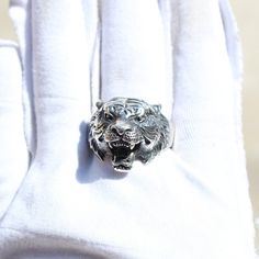 Buy Vintage Tiger Ring for Men and Women 925 Silver Plated Tiger Online in India - Etsy Silver Sterling Punk Rings, Silver Sterling Silver Punk Rings, Punk Style Sterling Silver Rings, Punk Style Sterling Silver Rings In Silver, Tiger Ring, Oxidized Ring, Vintage Tiger, Healing Crystal Ring, Eagle Ring