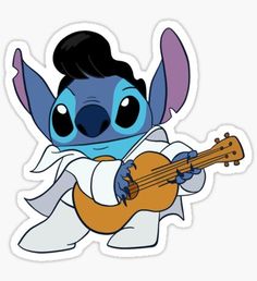 an image of stitchy playing guitar sticker