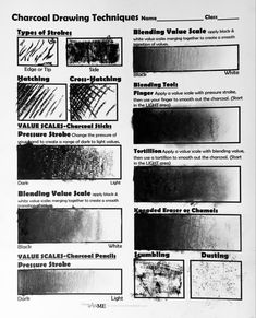 a sheet of paper that has different types of paint