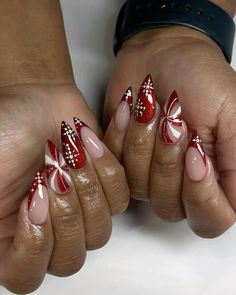 Almond Nails, Candy Cane, Candy, Nails