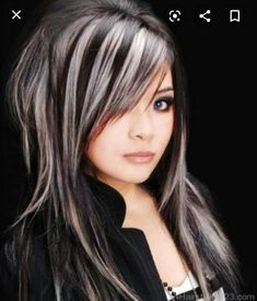 Hair Highlights Platinum, Streaky Hair, Pelo Color Ceniza, Black Hair With Lowlights, Black Blonde Hair, Highlights Platinum, Dark Brown Hair With Blonde Highlights, Blonde Hair Highlights, Hair With Blonde Highlights