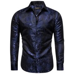 mens long sleeve shirts Formal Long Sleeve Paisley Print Shirt, Elegant Spring Party Dress Shirt, Elegant Long Sleeve Shirt With Paisley Print, Elegant Blue Fitted Dress Shirt, Elegant Fitted Blue Dress Shirt, Elegant Floral Print Shirt For Party, Elegant Floral Print Party Shirt, Formal Fitted Shirt With Paisley Print, Elegant Button-up Dress Shirt For Party