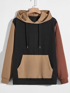 Free Returns ✓ Free Shipping✓. Men Colorblock Kangaroo Pocket Drawstring Hoodie- undefined at SHEIN. Mens Outdoor Fashion, Hoodie Outfit Men, Stylish Hoodies, Fashion Inspiration Design, Hoodie Outfit, Men's Knit, Fashion Website, Drawstring Hoodie, Season Autumn