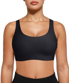 PRICES MAY VARY. Perfect for Rest: Designed for those seeking a supportive-free option, this bra wraps comfortably around your bust with no spillage, offering an undisturbed fit for ultimate relaxation. Whether for lounging or sleep, it’s the perfect blend of ease and elegance. Effortless Stretch: Thanks to advanced bonding technology, this bra stretches up to 1.5 times its length without losing shape, making it easy to put on and take off. Its adaptability ensures a snug, gentle fit, perfect fo Supportive Solid Tops With Removable Bra Pads, Black Scoop Neck Sports Bra With Removable Pads, Black Sports Bra With Removable Pads And Scoop Neck, Sleep Bra, Comfort Design, Everyday Bra, Seamless Bra, T Shirt Bra, Underwire Bra