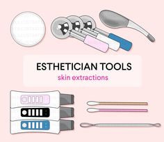 Skin Extraction, Esthetician Illustration, Esthetician Tools, Tool Clipart, Skincare Graphics, Future Esthetician, Esthetician Branding, Esthetician Aesthetic, Tools Illustration