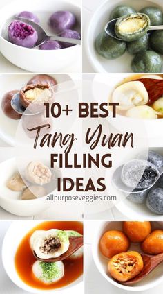 different types of food in bowls and spoons with the words 10 best tang yum filling