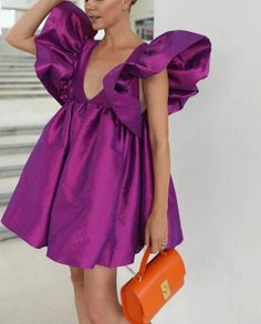 Rochie Ocazie__fete, M, Mini, Tafta Violet, Maneca Bufanta Scurta, Poala Dubla Ampla - Etsy Trinidad and Tobago Kika Vargas Dress, Short Evening Gowns, Saudi Arabia Women, Olive Hair, Japan Outfits, Blair Eadie, Satin Short, Casual Evening, Formal Party Dress