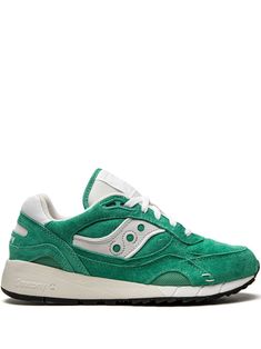 Shadow 6000 low-top sneakers from SAUCONY featuring green, leather, metallic effect, panelled design, round toe, front lace-up fastening, logo patch at the tongue, branded insole and rubber sole. These styles are supplied by a premium sneaker marketplace. Stocking only the most sought-after footwear, they source and curate some of the most hard to find sneakers from around the world.. | Saucony Shadow 6000 low-top sneakers Saucony Shadow, Saucony Shoes, Green Sneakers, Nike Air Max 97, Sneakers Men Fashion, Derby Shoes, Trendy Shoes, Espadrille Shoes, Fit Check