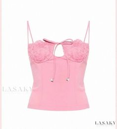 Lasaky - Lace Halter Top with Hollow Out Design, Low-Cut Neckline, and Thin Shoulder Straps Lace Halter Top, Cute Pjs, Terry Cloth, Olivia Mark, Low Cut, Halter Top, Shoulder Straps, Spring Fashion, Shoulder Strap