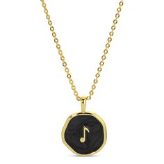 This necklace is a real treasure for music aficionados, with its golden pendant featuring a touch of color and a miniature music note. Make gifting a breeze for all those music lovers in your life. .5" Pendant, .75" Drop 18" Necklace 18k Gold Plated Brass Base Enamel Packaging: 'Quick-Display' Folded Hanging tag Music-themed Pendant Jewelry As Gift, Music-themed Pendant Jewelry Gift, Silver Sterling Music-themed Necklace, Music-themed Pendant Necklace, Music Note Necklace, Music Necklace, Music Jewelry, Linen Casual, Music Gifts