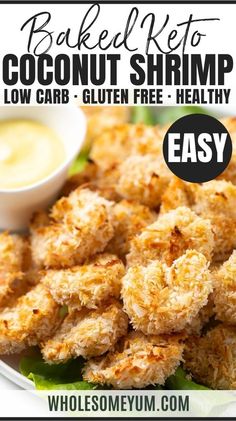 Baked Keto Coconut Shrimp Recipe Healthy Coconut Shrimp, Shrimp In The Oven, Coconut Shrimp Recipe, Baked Coconut Shrimp, Baked Shrimp Recipes, Baked Coconut