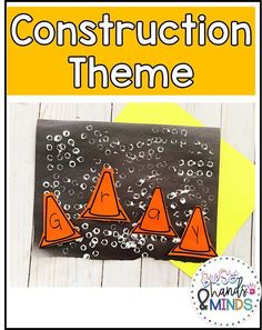 construction theme with orange cones and black paper